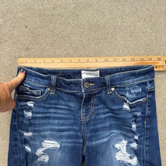 BKE Stella Distressed Stretch Blue Jean Shorts Size 27 ABK1930 - Picture 6 of 9